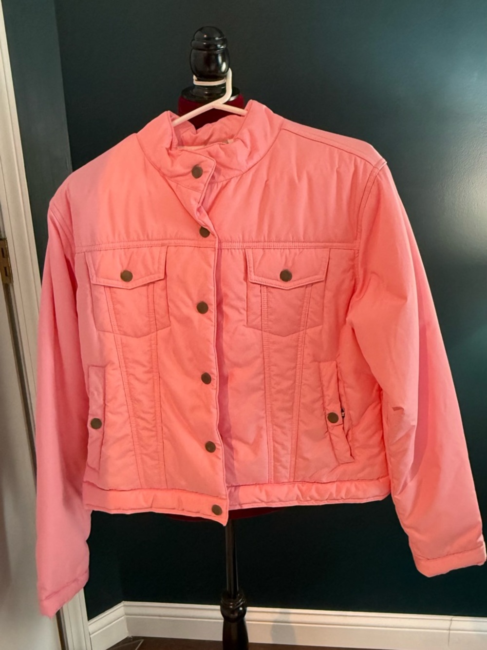 Women's Pink Quilted Button-Up Jacket - Nike